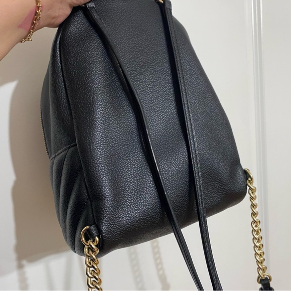 Victoria's Secret Black Quilted Backpack with Gold Chain - Picture 3 of 5